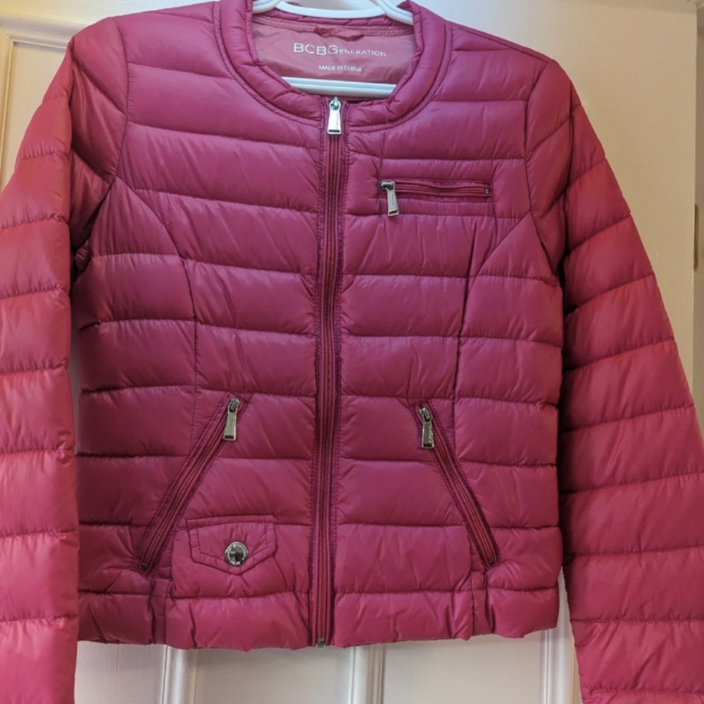 BCBGeneration Women's Pink Puffer Jacket